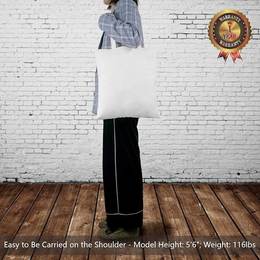 TOPDesign 24-Pack Economical 16"x15" White Cotton Tote Bag, Lightweight Medium Reusable Grocery Shopping Cloth Bags, Suitable for DIY, Advertising, Promotion, Gift, Activity