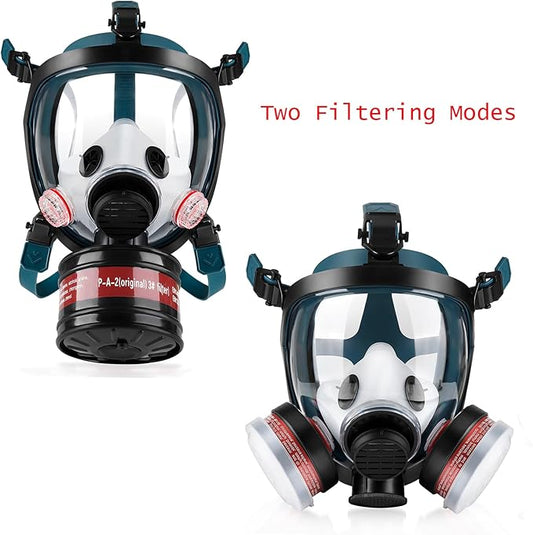 Full face Respirator Mask - Gas Masks Survival Nuclear and Chemical with Activated Carbon Filter for Chemical Dust