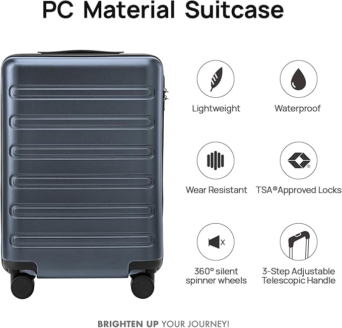 NINETYGO Large Checked Luggage 28 Inch, Checking In Luggage with Smooth Spinner Wheels, Expandable, Hard Shell PC+ABS Suitcase, Lightweight Travel Luggage, TSA Approved (Grey, Andes)