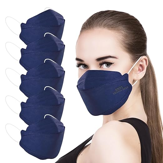 akgk KN95 Face Masks 50 Pack, 5-Ply Disposable Navy Blue Face Mask Against PM 2.5 Smoke and Dust
