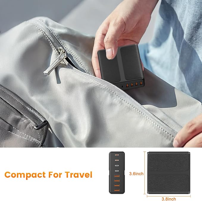 320W USB C Charger Block, 8-Port USB C Charging Station PD 65W PC Laptop Fast Charger Adapter for MacBookPro/Air,DELL,iPad,Portable Charging Station for iPhone,Samsung Galaxy