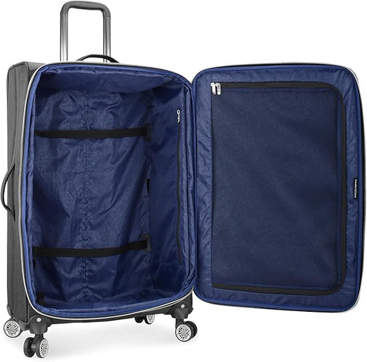 Traveler's Choice Lares Softside Expandable Luggage with Spinner Wheels, Black, 3 Piece Luggage Set