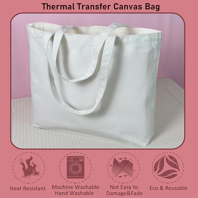 Koolmox Blank Canvas Tote Bags Wholesale White Plain Bags for Decorating, Heat Transfer, Printing, DIY, Crafts, Reusable Washable Canvas Shopping Totes for Women Groceries, 6 Pack, 17x13x3.9inch