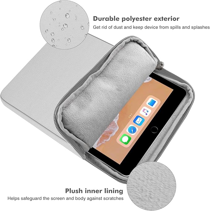 MoKo 9-11 Inch Tablet Sleeve Bag Carrying Case Fits New 11 inch iPad Air M3, iPad A16 2025, iPadPro 11 M4, Air 5/4/3, iPad10/9/8th Gen, Tab S8/S9 11", Gray + White