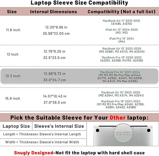 Allinside 13-13.3 inch Laptop Sleeve Case for MacBook Pro 14 2021-2024/MacBook Air 13 2010-2017/MacBook Pro 13 2010-2015, Waterproof PU Leather Laptop Sleeve Bag Protective Vertical Case Cover, Pink