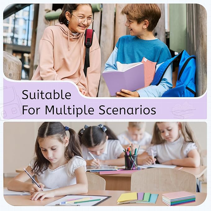 Oucaru 64PCS Mini Notebooks Bulk, 3.5" x 5.5", 8 Pastel Color, 60 Pages Lined Paper Small Pocket Notebook Set, Mini Journal Memo Notepads for Kids, Students, Traveler, School Office Supplies