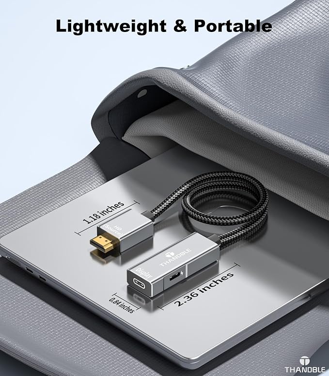 HDMI to USB C Adapter 4K60Hz, Unidirectional HDMI Male (Source) to USB C Female (Display) for Portable Monitor, AR Glasses XREAL One/Air 2 Pro/VITURE Pro/Rokid, PS4/5, Xbox, Switch, ROG Ally