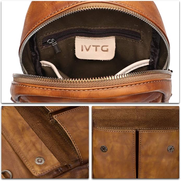 Genuine Leather Sling Bag for Men and Women Vintage Handmade Sling Backpack Shoulder Purse Crossbody Chest Bag