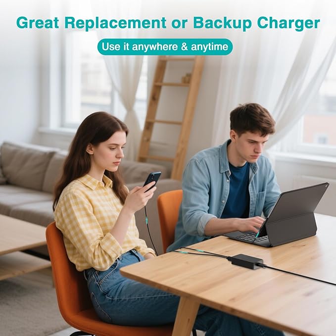 65W Charger Compatible with Microsoft Surface Pro 11, 10, 9, 8, 7+, 7, 6, 5, X, Laptop 7/6/5/4/3/2/1/Studio, Go 4/3/2/1, Book 3/2/1, Support 44W 36W, 10FT