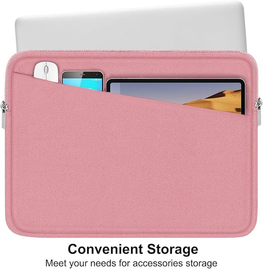 15.6 inch Laptop Case, Slim Computer Carrying Bag Protective Cover Briefcase with Front Pocket, Durable Laptop Sleeve for 15-16 Inch HP, Dell, Lenovo, Asus- Red Pink