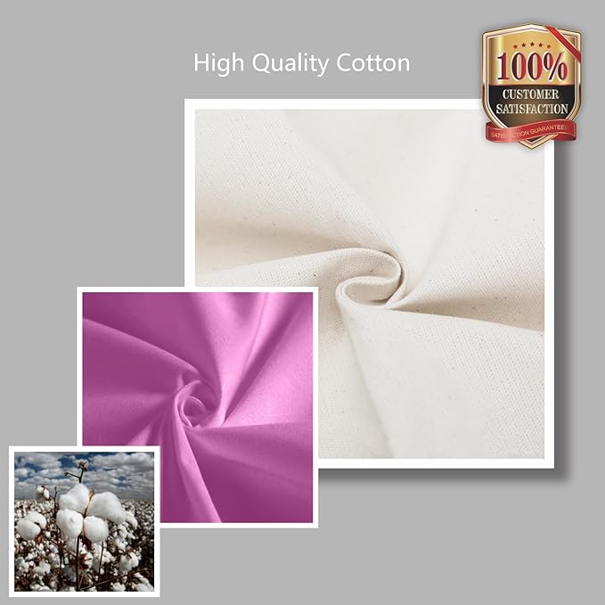 TOPDesign 3-Pack Canvas Tote Bags with an External Pocket, Reusable Grocery Shopping Bags, Top Zipper Closure, Daily Essentials (Light Purple/Natural)