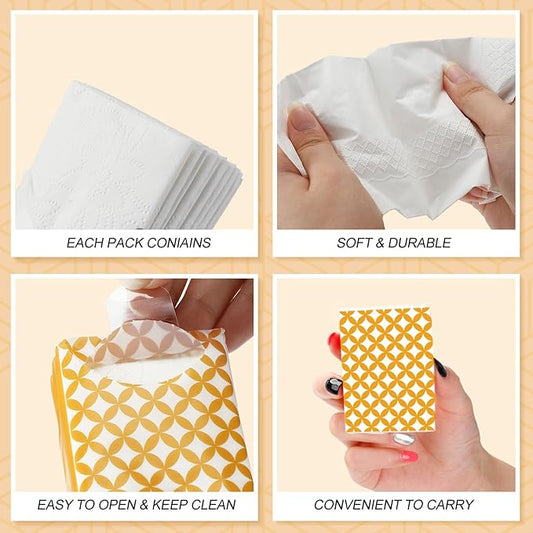 Crtiin 50 Pcs Travel Tissue Bulk Geometry Designed Pocket Tissues Small Size Individual Travel 3 Ply Paper Facial Tissues for Guests Celebration Graduation