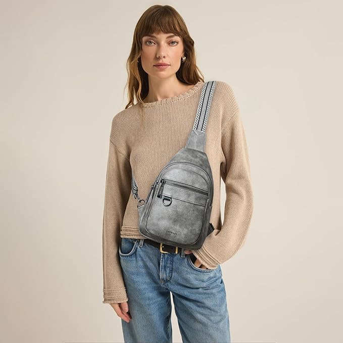 7L Sling Bag for Women Men Vegan Leather Crossbody Bags Fanny Pack Purse Backpack Over Shoulder Bag Travel Anti Theft