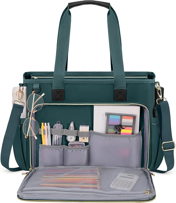 RAINSMORE Teacher Tote Bag 15.6 inch Laptop Bag for Women Work Bags Nurse Bag Lightweight Laptop Tote Computer Briefcase