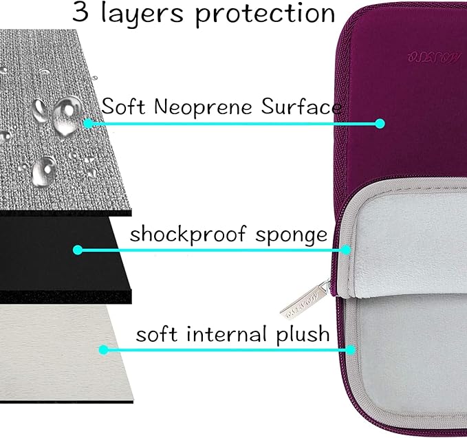MOSISO Laptop Case 16 inch, 15-15.6 inch Laptop Sleeve Bag Compatible with MacBook Pro 16 inch, HP, Acer, Dell, Lenovo, ASUS Notebook, Neoprene Computer Sleeve Bag with Small Case, Magenta Purple