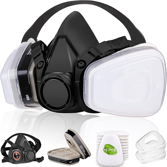 Respirator Mask with Filters, Gas Masks Survival Nuclear and Chemical, for Organic Vapor, Spray Painting, Resin