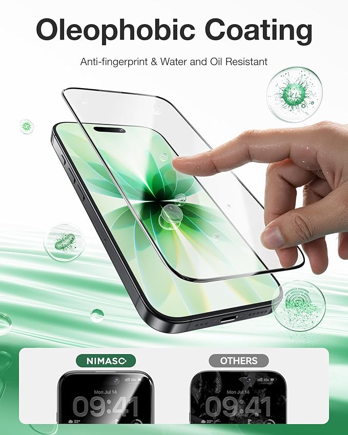 NIMASO for iPhone 17 Screen Protector Full Coverage 6.3-Inch, No Bubbles No Dust, 3D Curved Edges 9H Hardness Tempered Glass, Military Grade Shatterproof, Anti-Scratch, with Roller,1 Pack