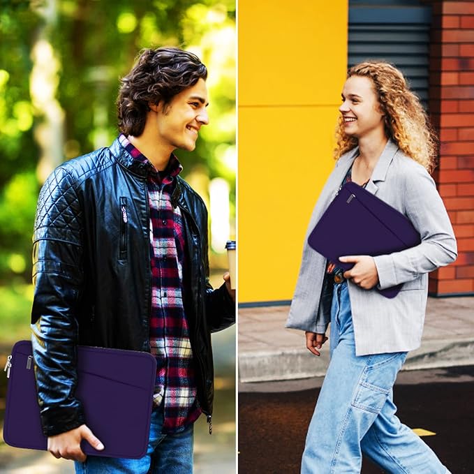 15.6 inch Laptop Sleeve Case, Durable Computer Carrying Bag Protective Case Briefcase Handbag with Front Pocket, Slim Laptop Case Cover for 15.6 Inch HP, Dell, Lenovo, Asus, Notebook, Purple