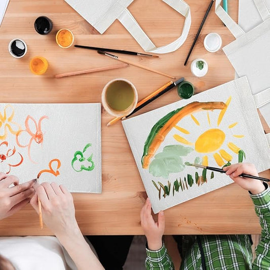 NPBAG 15 Pack 8.2'' X 10'' Mini Natural Cotton Tote Bags, Small Lightweight Blank Bulk Cloth Bags with 1pc of PTFE Teflon Sheet - Perfect for Parties Holidays