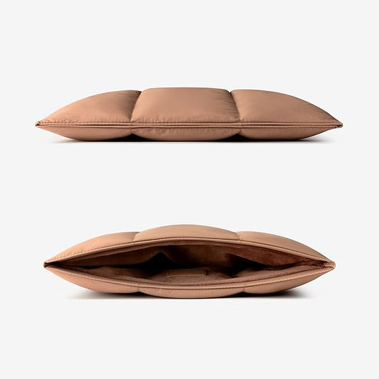 Comfyable Puffy Laptop Sleeve 13 Inch 14 Inch, Quilted Puffer Laptop Carrying Case, Pillow Case Compatible with MacBook Air M4 2025 M3 M2 M1, MacBook Pro M4 Pro/Max, Brown