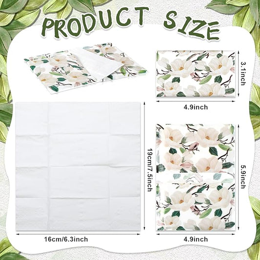 Geyee 50 Packs Facial Tissue Travel Packs Disposable Pocket Tissues for Wedding Guest Travel School Purse Home Supplies, 500 Sheets 3 Ply(Magnolia)