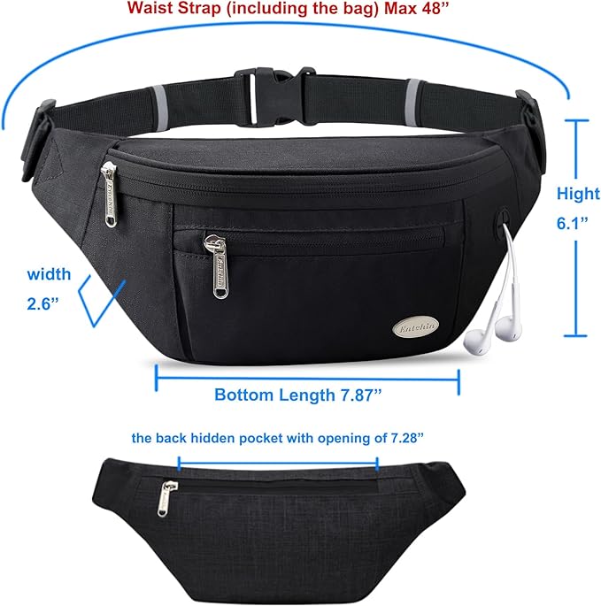 Entchin Fanny Pack for Women Men,Crossbody Belt Bag with 4-Zipper Pockets,Adjustable Waist Bag Pack,One of the Most Popular Travel Essential Gifts for Walking,Traveling,Cycling