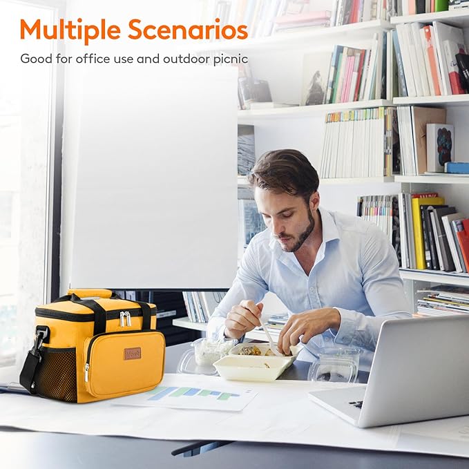 Lifewit Medium Lunch Bag Insulated Lunch Box Soft Cooler Cooling Tote for Adult Men Women, Orange 12-Can (9L)