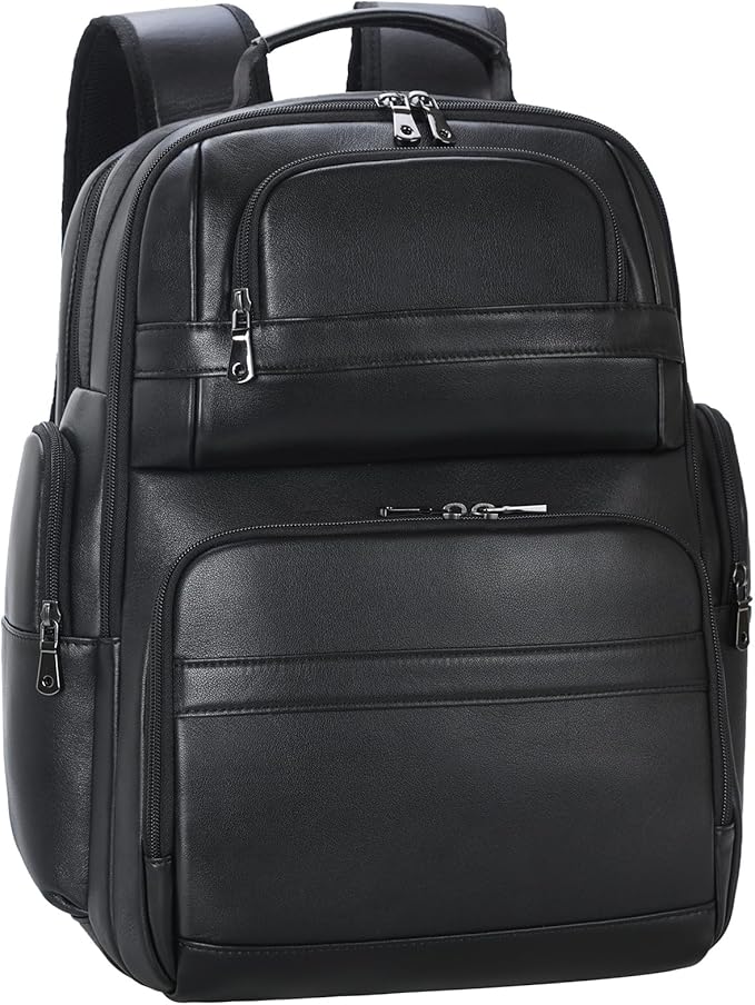 TIDING Men's Vintage Leather Backpack 15.6" Laptop Bag Large Capacity Business Travel Hiking Shoulder Daypacks