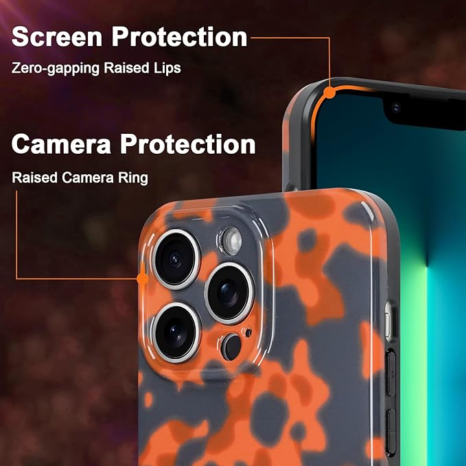 Phone Case for iPhone 13 Pro Max Case Rusty Tortoiseshell Print TPU Slim Phone Cover for Women Girls Grily Brown Shockproof Phone Cover for iPhone 13 Pro Max, Tortoise Print
