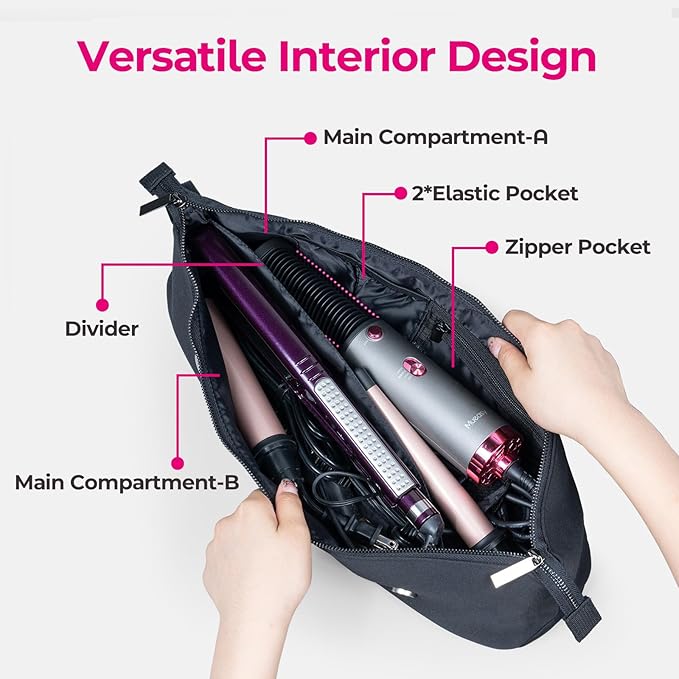 Hair Tools Travel Bag with Heat Resistant Mat - Hair Tool Organizer Case for Curling Iron, Straightener, Flat Iron & Hair Dryer Storage Pouch, Large Capacity Design Women Travel Essentials