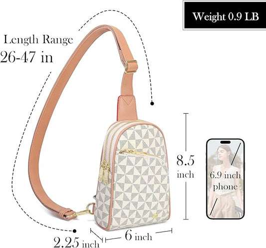 INICAT RFID Blocking Sling Bag Leather Crossbody Bags for Women Fanny Pack Cross Body for Woman Chest Bag for Travel 1.9L