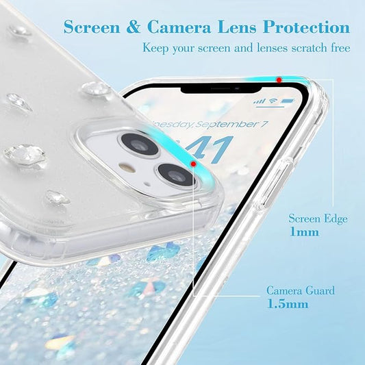 EYZUTAK Case for iPhone 11, Bling Glitter 3D Diamond Phone Case Cute Sparkly Crystal Clear Aesthetic Design Case Slim Soft Durable TPU Transparent Protective Cover for Women Girls - Crystal