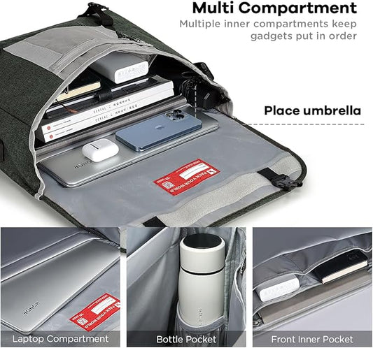 OIWAS Messenger Bag for Men, 15.6 Inch Laptop Crossbody Bags Women Casual Satchel Shoulder Bag College Travel Office Briefcase (15.6 Inch, Dark Green)