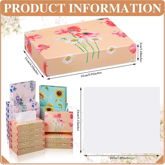24 Packs Small Boxes of Tissues Flower Car Facial Tissue Boxes Disposable Tissue Packs Cube Facial Tissues 2 Ply 960 Sheets for Holiday Party Bathroom Office Floral Home Decor(Flower)