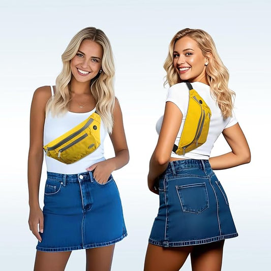 Entchin Fanny Pack for Women Men,Crossbody Belt Bag with 4-Zipper Pockets,Adjustable Waist Bag Pack,One of the Most Popular Travel Essential Gifts for Walking,Traveling,Cycling