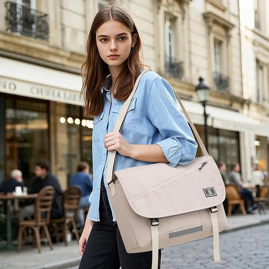 OIWAS Messenger Bag for Women, 17 Inch Laptop Crossbody Bags Men Casual Satchel Shoulder Bag College Travel Office Briefcase (White, 17 inch)