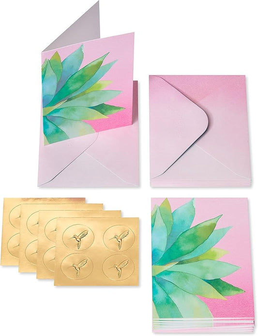 Papyrus Blank Cards with Envelopes, Bold Succulent (14-Count)