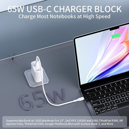 USB C Charger, 65W Type C Fast Charger for MacBook Pro, Galaxy, Dell, iPhone 15, iPad Pro, and More