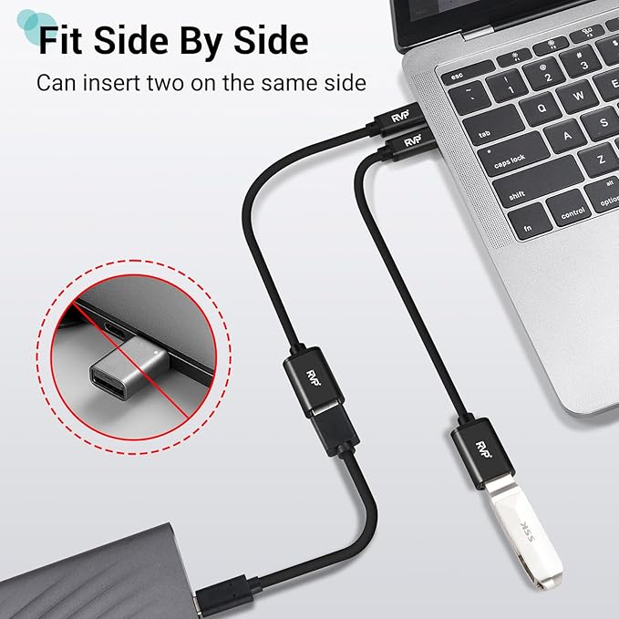 RVP+ USB-C to USB-A 3.0 Female Adapter (2-Pack, Black)