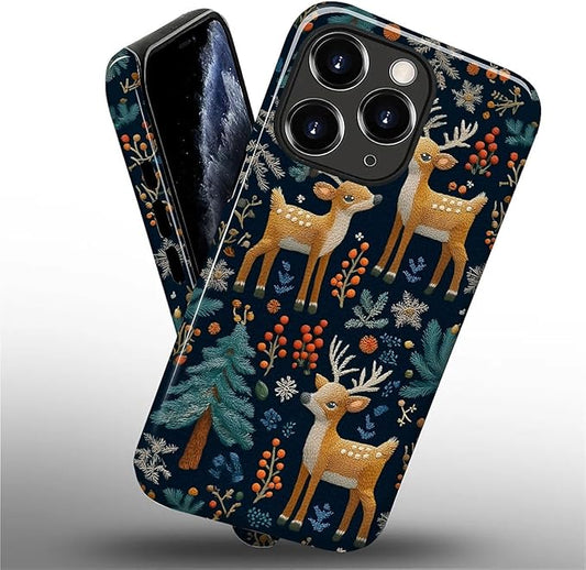 Case for iPhone 11 Pro Case,Cute Christmas Reindeer Design - Hybrid Dual Protection Silicone + Hard PC Shockproof Full Body Cover Slim Anti-Scratch Protective Case for Men Women