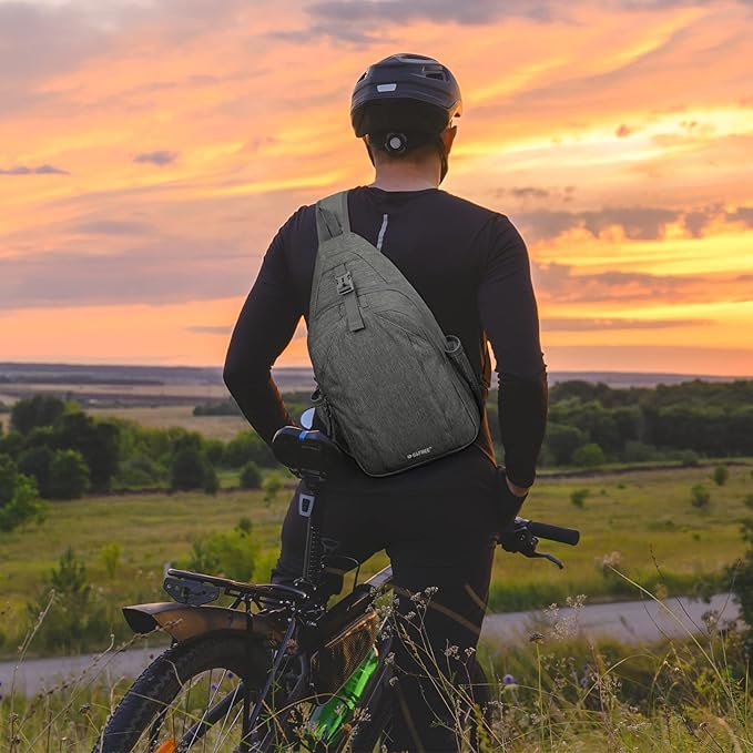 G4Free Sling Bag RFID Blocking Sling Backpack Crossbody Chest Bag Daypack for Hiking Travel(DimGray)