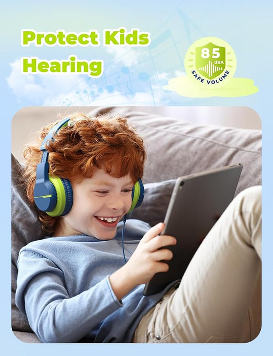 iClever USB C Headphones for Kids, Over-Ear for Boys Girls, Safe Volume 85dBA, Foldable Wired Kids Headphones for iPad, HS19S