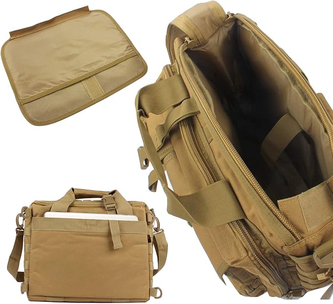 GES Tactical Briefcase, 15.6" Men's Messenger Bag Military Briefcase for Men, Khaki