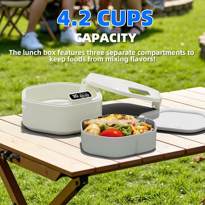 Cordless Electric Lunch Box for Adults,1L Extra-Large Capacity Lunch Box with Insulated Bag,16000mAh Rechargeable Self-Heating Food Warmer with Smart Timer Function for Travel,Camping,Officing
