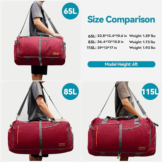 Canway 115L Travel Duffel Bag, Foldable Weekender Bag with Shoes Compartment for Men Women Water-proof & Tear Resistant