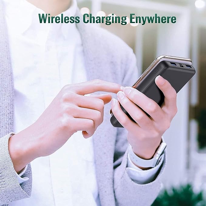 Wireless Portable Charger Power Bank, 26800mAh 10W Fast Wireless Charging 18W PD QC 3.0 USB-C Power Bank, 4 Output & Dual Input External Battery Pack Compatible with iPhone 16/15/14/13/12,Android etc