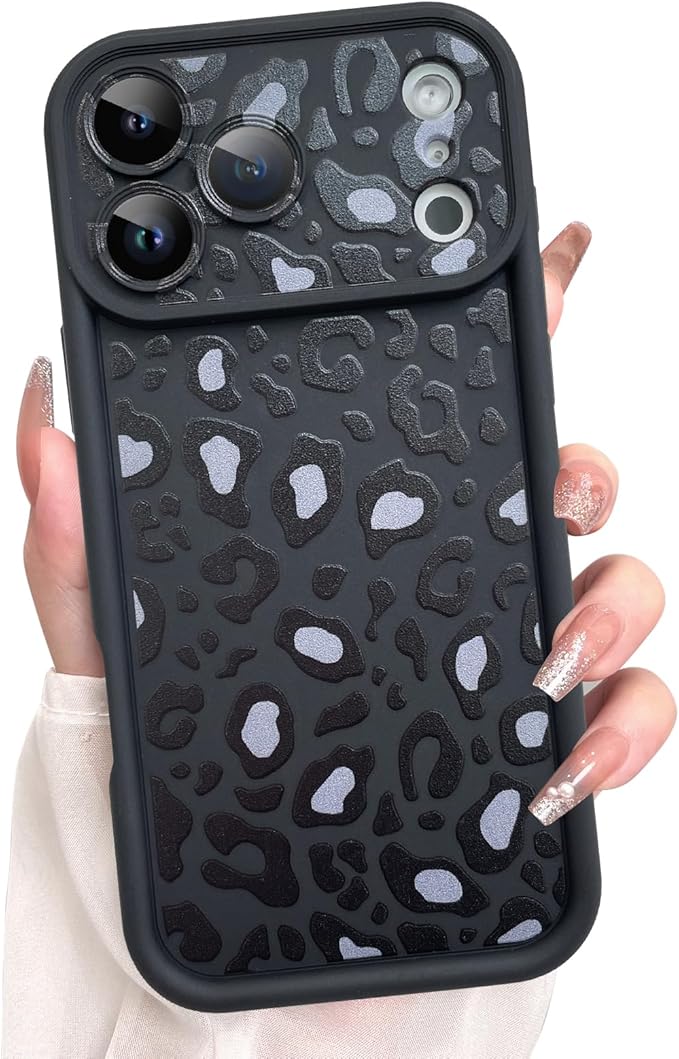 KANGHAR Case Compatible with iPhone 17 Pro Leopard Printed Pattern Cute Cheetah Phone Case Soft TPU Shockproof Protective Cover Designed for iPhone 17 Pro 6.3 Inch Black