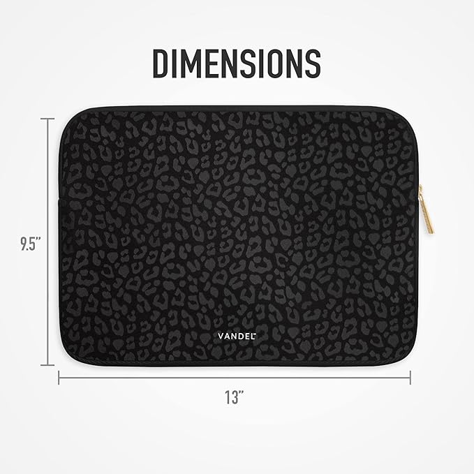 Vandel MacBook Air 13 inch Laptop Sleeve, Fits 13-13.3 inch Laptops: Neoprene MacBook Air & Pro Case, Chromebook, HP Soft Cover | Thin Computer Carrying Bag, Black Leopard Mac (M1 & M2) Pouch