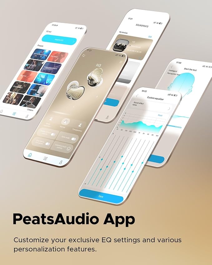 SoundPEATS H3 Hi-Res Wireless Bluetooth Headphones with LDAC, aptX Lossless, Triple Units (1DD+2BA), 55dB Active Noise Cancellation, 6 AI Microphones, Transparent Mode, BT5.4, APP, 37H, IPX5