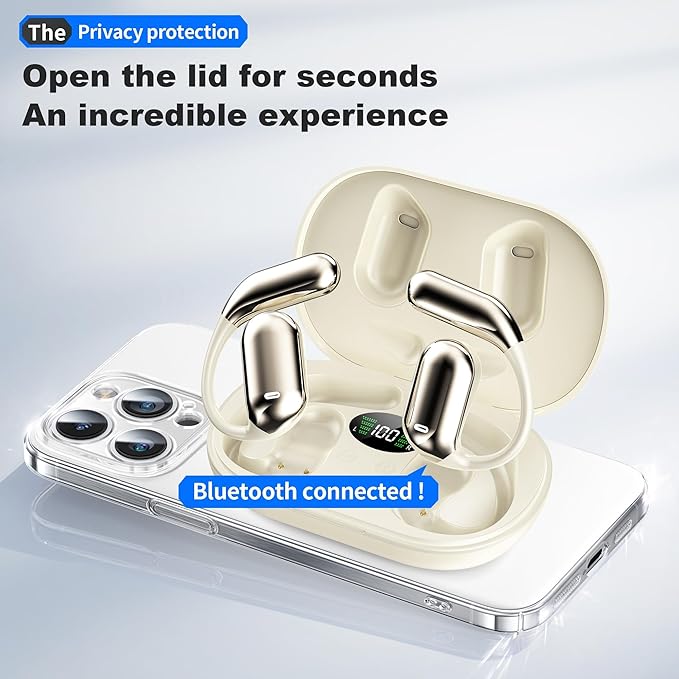 AI Language Translation Earbuds, 3-in-1 Translator Earbuds Real Time Ai Headphones Translating Earbuds for 144 Languages, Fit iOS and Android (Beige)